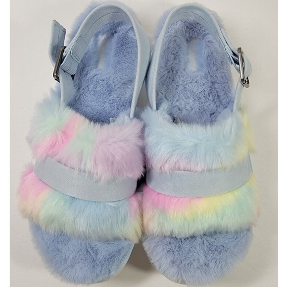 💐EUC Koolaburra by UGG Fuzz'd Out Pastel Sling Backs Fuzzy Slippers, Multicolor - Picture 3 of 13